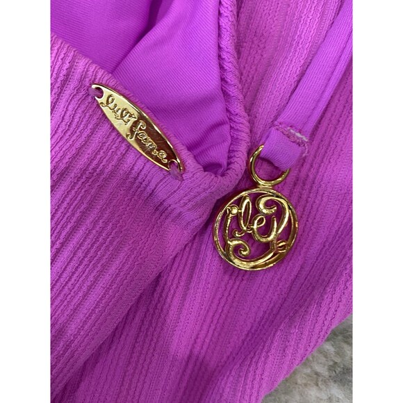 READ! Luli Fama Size M/L Pink Gold Embellishment VNeck Halter One Piece Swimsuit - Picture 6 of 6